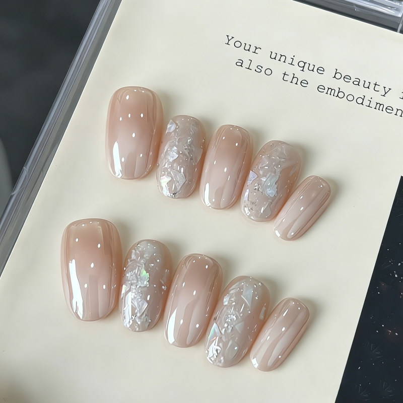 Caita-[Haili Acetic Acid] New Nude Pink Pure Handmade Shiny Sweet Date Vibe Wearable Nails
