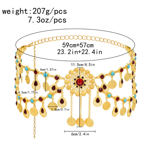 Fashionable New Bohemian Coin Tassel Waist Chain Retro Ethnic Style Alloy Dot Diamond Belly Dance Waist Accessories Wholesale