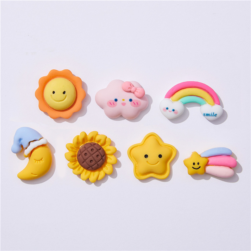 Rainbow cartoon weather children hairpin jewelry resin accessories diy mobile phone shell water cup storage box shoe buckle patch Rainbow cartoon weather children hairpin jewelry resin accessories diy mobile phone shell water cup storage box shoe buckle patch