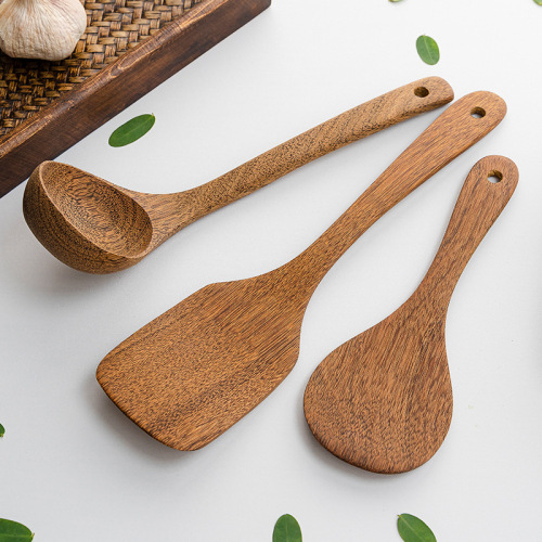 Paint-free and wax-free wooden spatula wholesale chicken wing wood long-handled cooking spatula non-stick spatula wooden spoon full set batch
