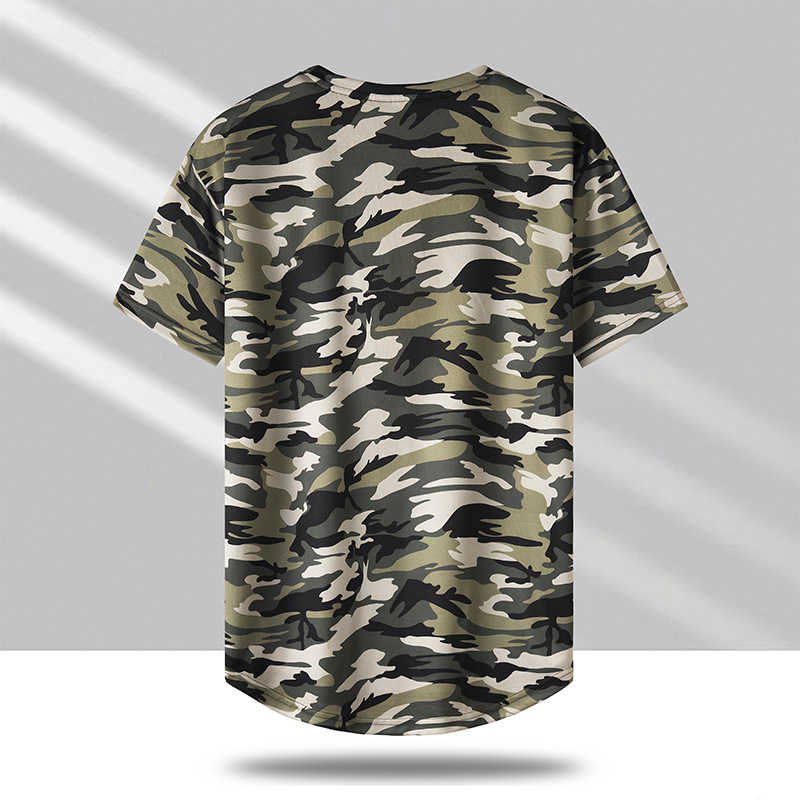 Europa tamaño transfronterizo verano delgado seda de hielo elástico ropa de trabajo de manga corta hombre rápido secado camiseta transpirable ropa de camuflaje ropa de trabajo image 4