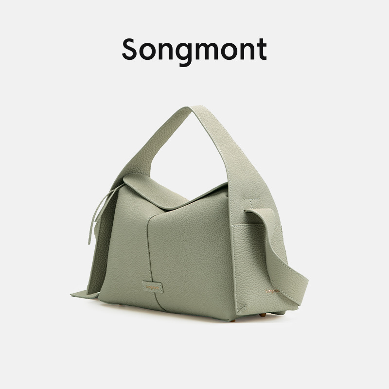 春夏头层牛皮通勤斜挎hobo包Songmont山下有松挂耳系列mini屋檐包|undefined