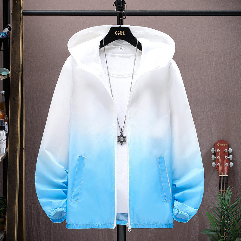 Summer Men's Ice Silk Sunscreen Jacket Ultra-Thin Korean Style Student Jacket Trendy Breathable Uv Hooded Skin