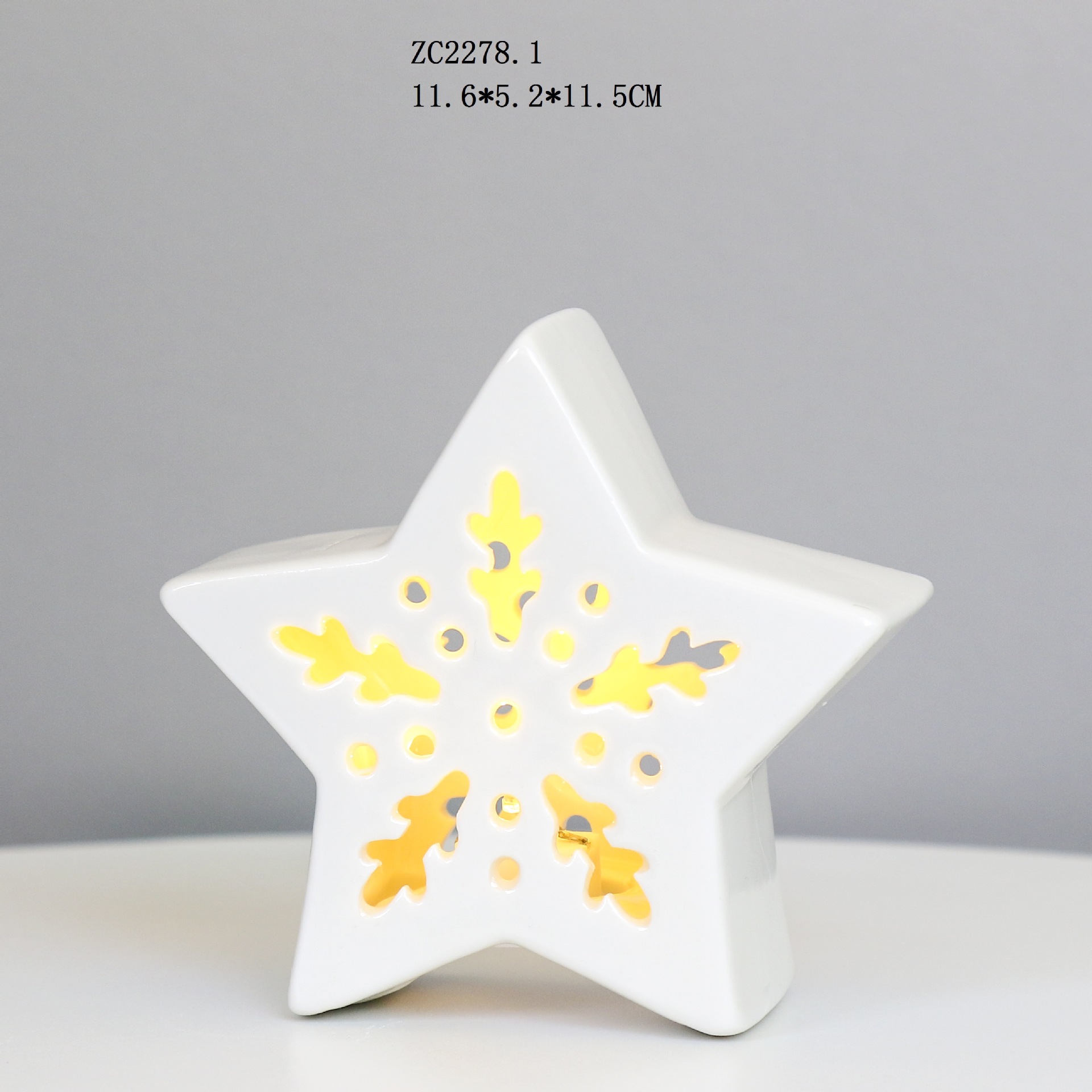 Hueco de estilo europeo estrella de cinco puntas luz de la noche regalo Nordic Comercio exterior decoraciones artesanías de cerámica decoración fábrica de Ventas Directas