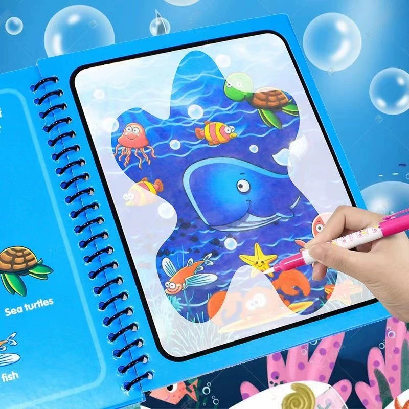 Children's Magic Water Painting Book Repeated Doodling Water Drawing Tool Washable Educational Coloring Album for Girls
