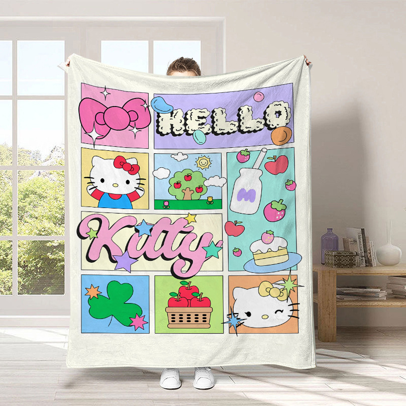 Monopolio transfronterizo de dibujos animados Sanrio mantas para niños lindas Hellokitty flange mantas de peluche cuatro estaciones mantas de peluche