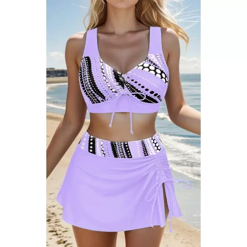 2025跨境新款分体泳衣女显瘦性感露背比基尼高级感交叉bikini泳装