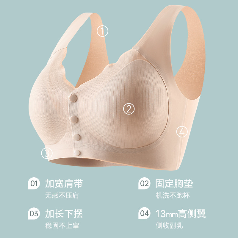 Ropa interior para madres, sujetador de chaleco con hebilla delantera delgada de verano para mujeres de mediana edad y ancianos, sujetador sin anillo de acero