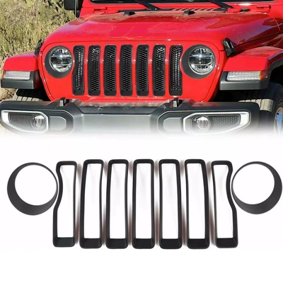 Suitable for 2018 New Wrangler Jl Modification Parts Jl Modified Headlight Ring Center Net Ring Modified Exterior Parts (Digər kuzov və aksesuarlar) - black