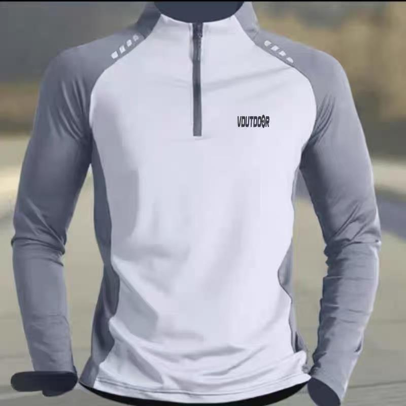 2025 Spring and Autumn Half-Zip Training Wear Men's Quick-Drying Sports Outdoor Cycling Wear Fitness Running Long-Sleeved T-Shirt