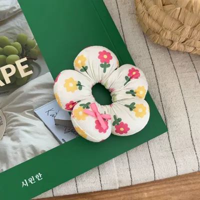 Cute Floral Plaid Flower Sponge Saç üçün rezinlər - flower-style