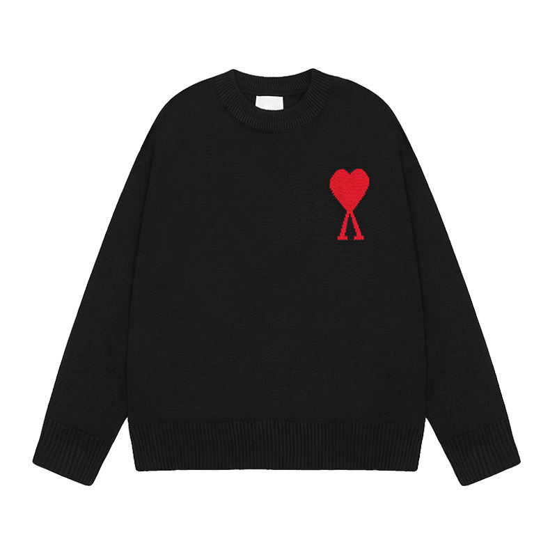 大注目！ ami セーター ラウンドネック ビッグラブ 25ss 新しいカップルルーズ長袖クロスボーダーウール女性のセーター|undefined