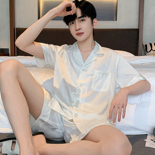 Chinese Style Jacquard Pajamas Ice Silk 2024 New Summer Men's and Women's Short-sleeved High-end Satin Home Clothes suit