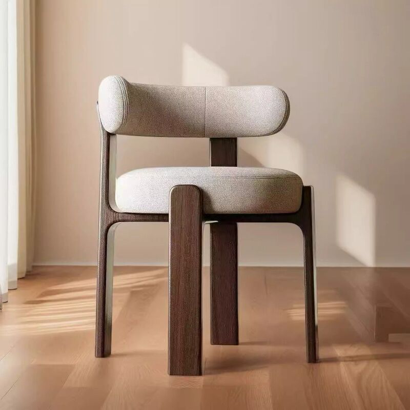 French-Style Vintage Ash Wood Dining Chair for Home Use, Nordic Backrest Designer Chair, Hug-Style Dining Room Negotiation Stool