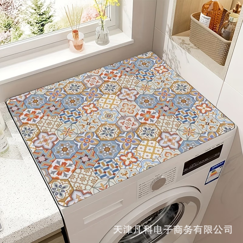 Washing Machine Drum Cover Mat, Stain-Resistant, Easy to Maintain, Non-Slip Mat, Sun Protection, Dustproof Protective Mat, Retro Diatomaceous Earth Absorbent Mat