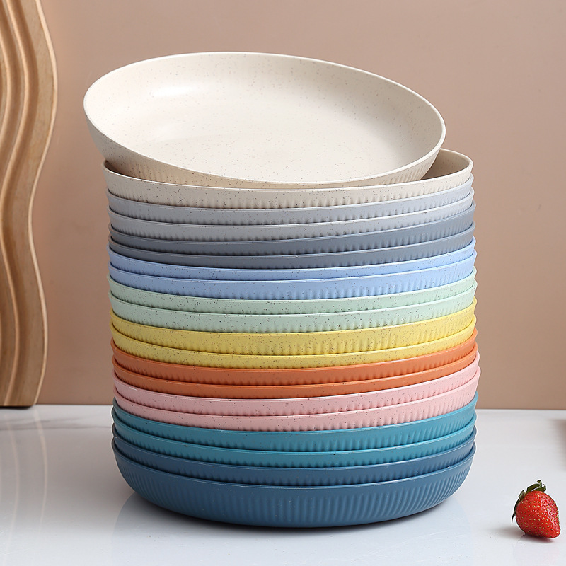22.5cm Striped Plate for Home Use, New Large Thickened Dish Plate, Fruit Plate, Nordic Style Thickened Round Plastic Plate 22.5cm Striped Plate for Home Use, New Large Thickened Dish Plate, Fruit Plate, Nordic Style Thickened Round Plastic Plate