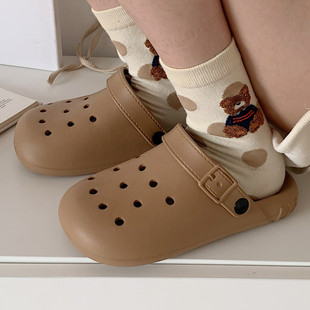 Cute Kidsren's Summer Latte Color Fashionable Outdoor Clogs Soft Thick-Soled Beach Shoes for Boys and Girls