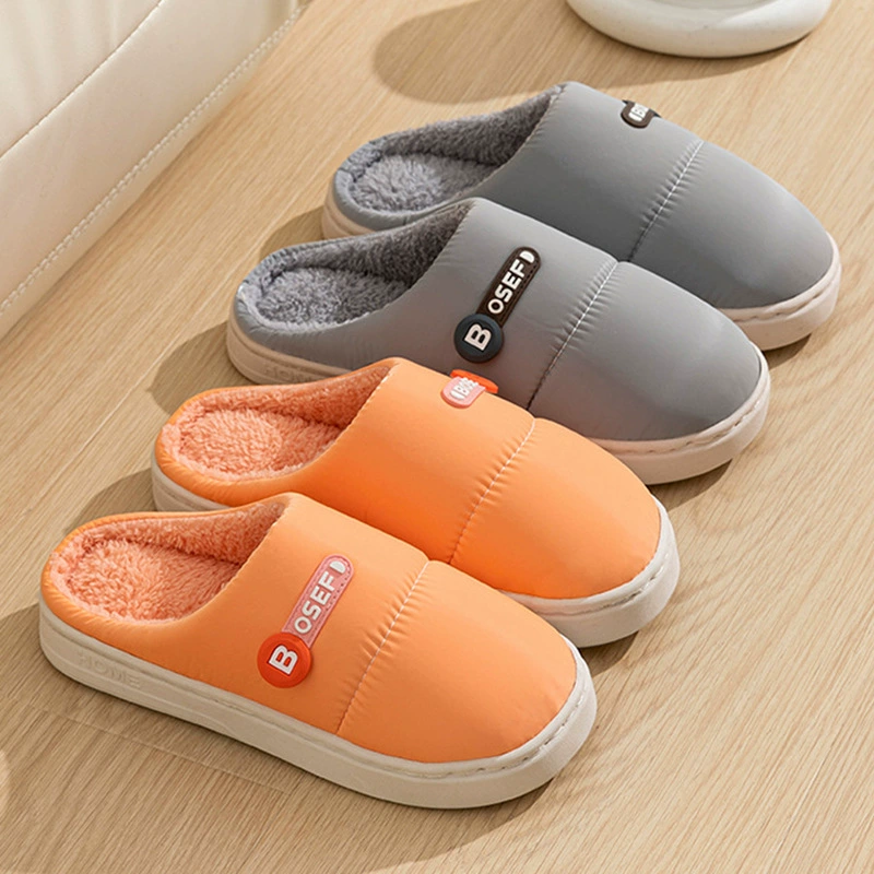 Осенние и зимние пуховые хлопчатобумажные тапочки для женского дома утолщенные теплые плюшевые хлопковые шлепанцы для мужчин носить туфли для пар