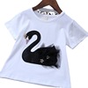 Summer set girl's, swan, top, suitable for import, with short sleeve