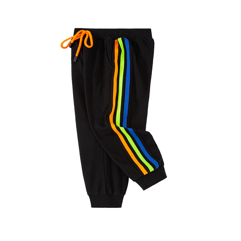 Pantalones deportivos para niños, estilo coreano, primavera y otoño 2026, pantalones de chándal para niños, pantalones largos de punto con tres rayas, venta al por mayor