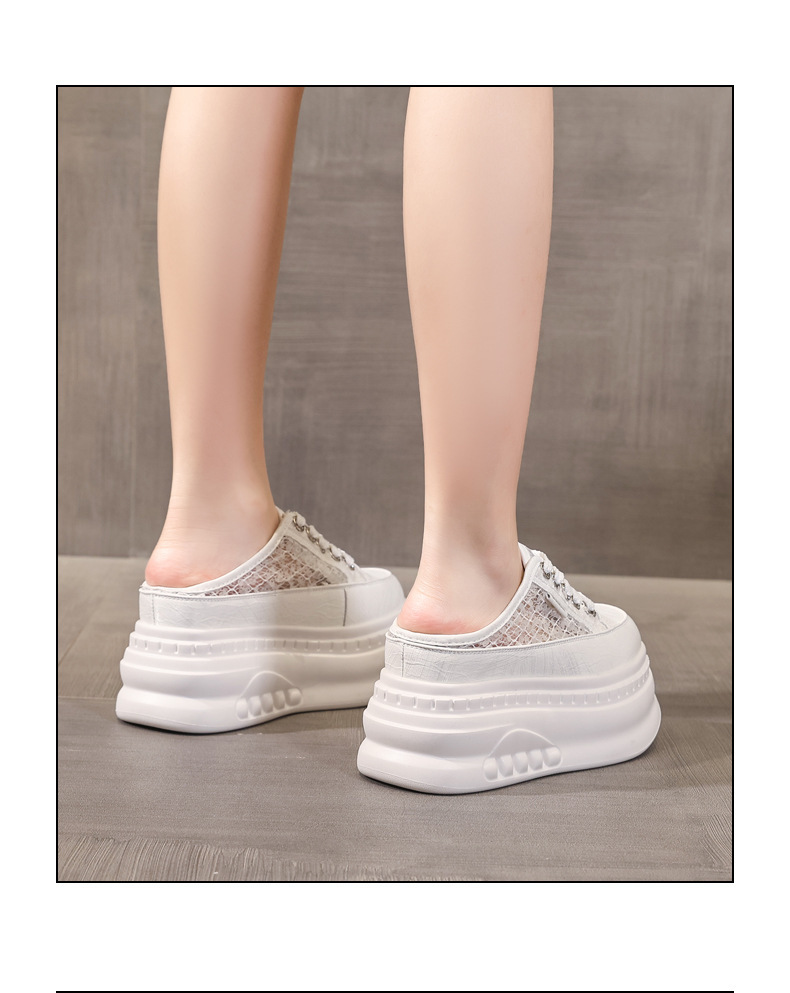 Giày sneaker nữ đế dày tăng chiều cao mũi tròn phong cách bánh mì trắng mùa hè 2026 — màu đen, màu trắng chi tiết 16