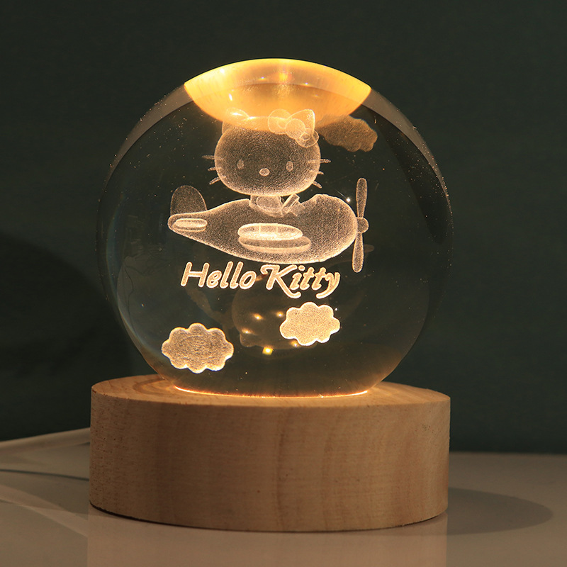 Lámpara decorativa 3D con bola de cristal – figura luminosa de Stitch, regalo creativo y luz nocturna