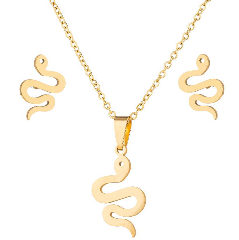 Style Simple Serpent Acier Inoxydable Placage Femmes Des Boucles D'oreilles Collier display picture 6