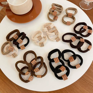 五根装奶茶色头绳女扎头发网红高弹力发圈皮筋时尚简约发饰品批发