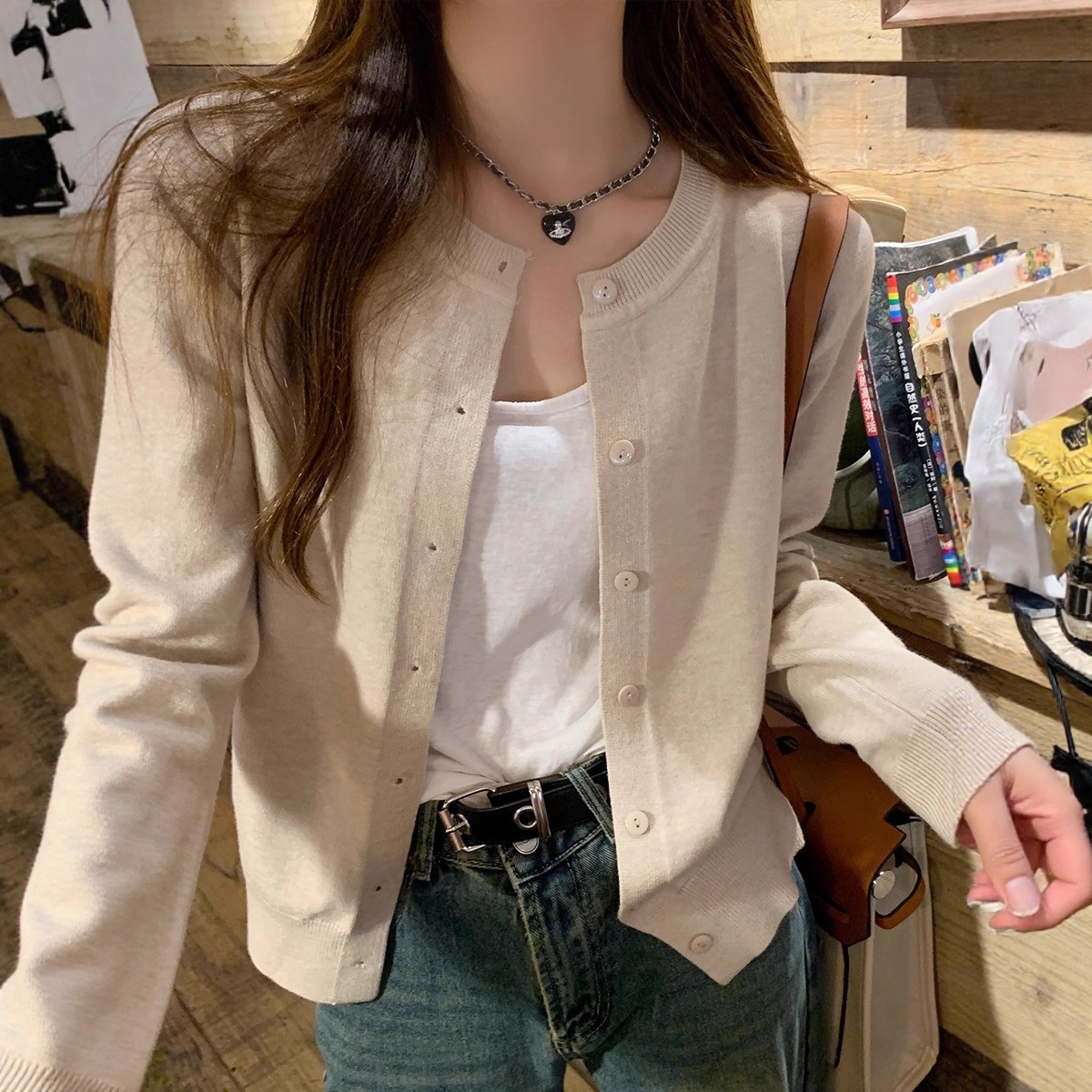 针织开衫外套早秋新款女装2025爆款圆领毛衣开衫薄款春秋上衣外搭