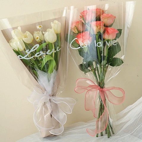 Полностью прозрачный пакет для букетов из цветов, упаковочный пакет для нескольких роз, пластиковый пакет для упаковки одного цветка, пакет для цветов из ОПП