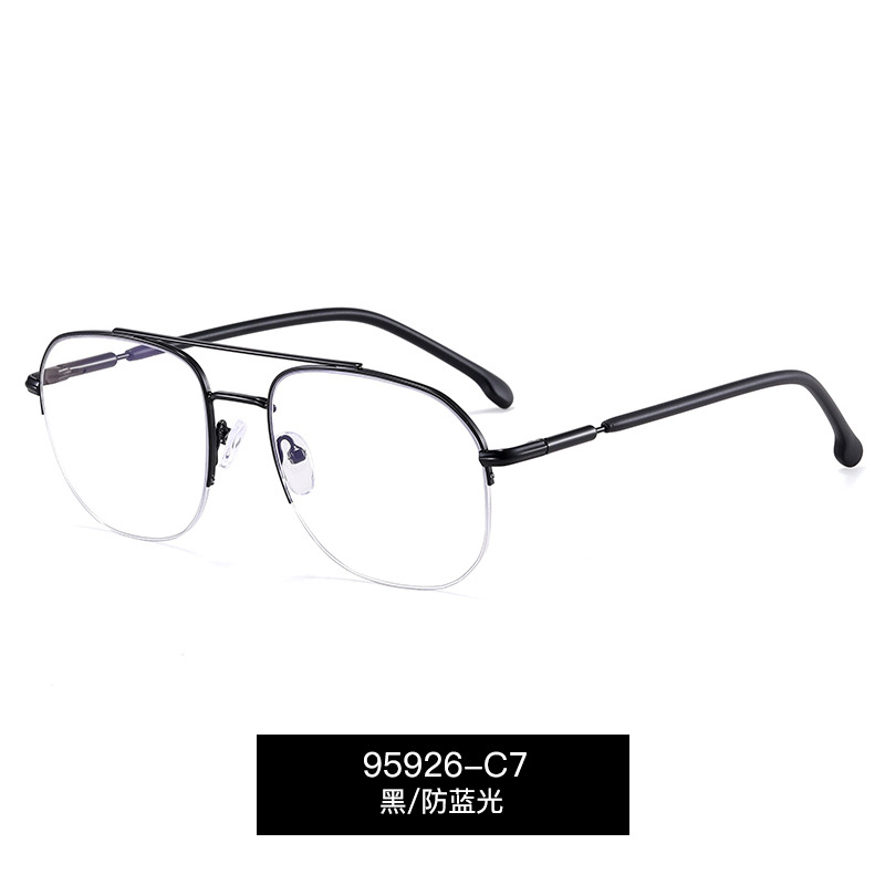 95926 Comercio exterior tendencia medio marco gafas marco hombres y mujeres mismo metal anti-azul gafas de luz puede ser equipado con gafas de miopía
