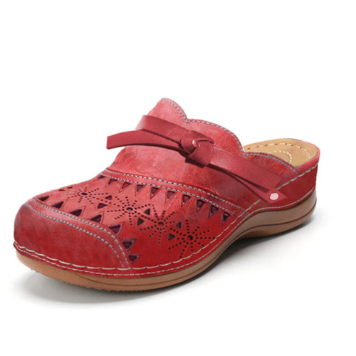 Women's Flat Sandals with Bow Laces, Open-Toe Design, Comfortable and Patterned Slippers for Plus-Size Feet