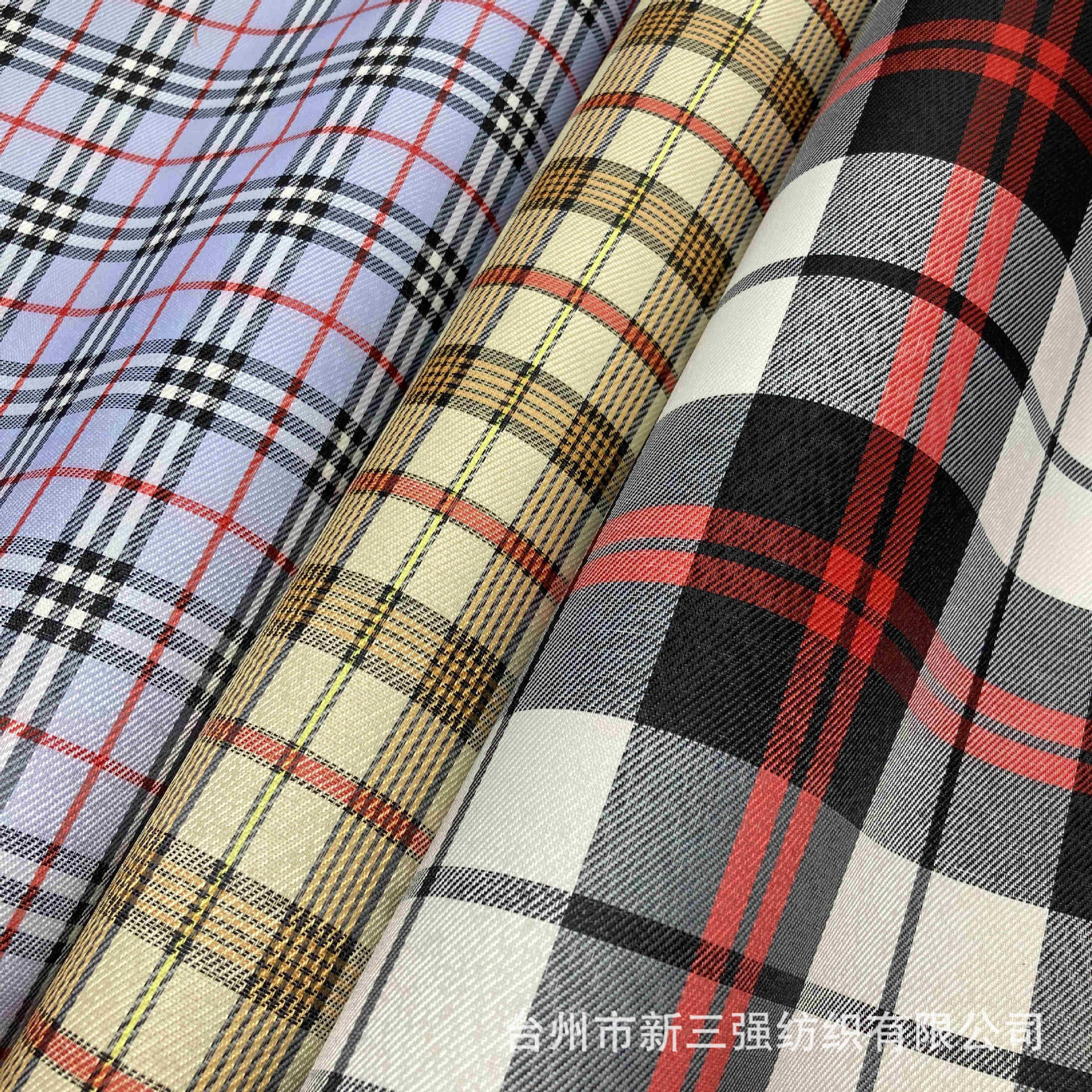 色织直条格子喷水仿花瑶色 丁丝 光革190T420D斜纹小菱形发泡加厚