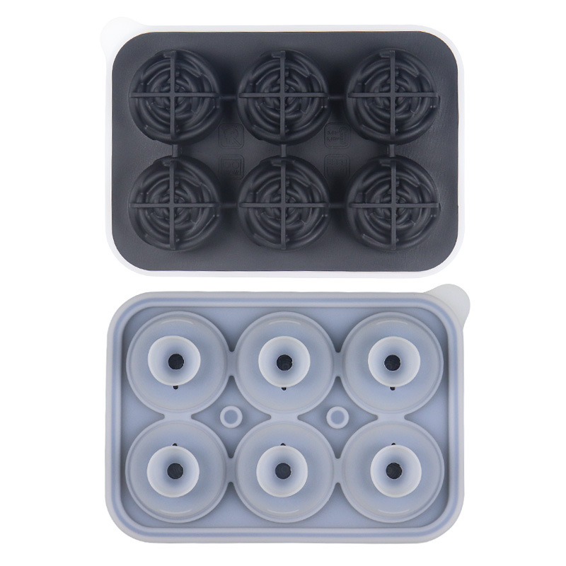 Caja de molde de hockey sobre hielo de silicona Ice Cube máquina de hielo 4-piece Rose whisky Comercial Grande cuadrado redondo image 12