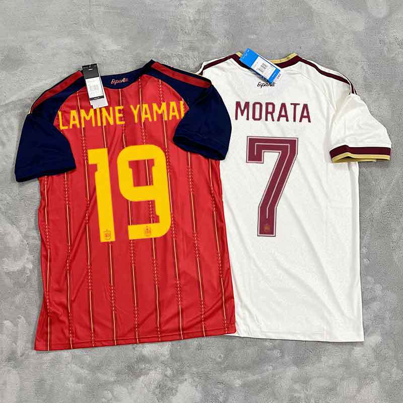 World Cup Spain jersey number 19, Yamal T-shirt, Morata football team uniform, direct sales from the manufacturer, Spain World Cup Spain jersey number 19, Yamal T-shirt, Morata football team uniform, direct sales from the manufacturer, Spain