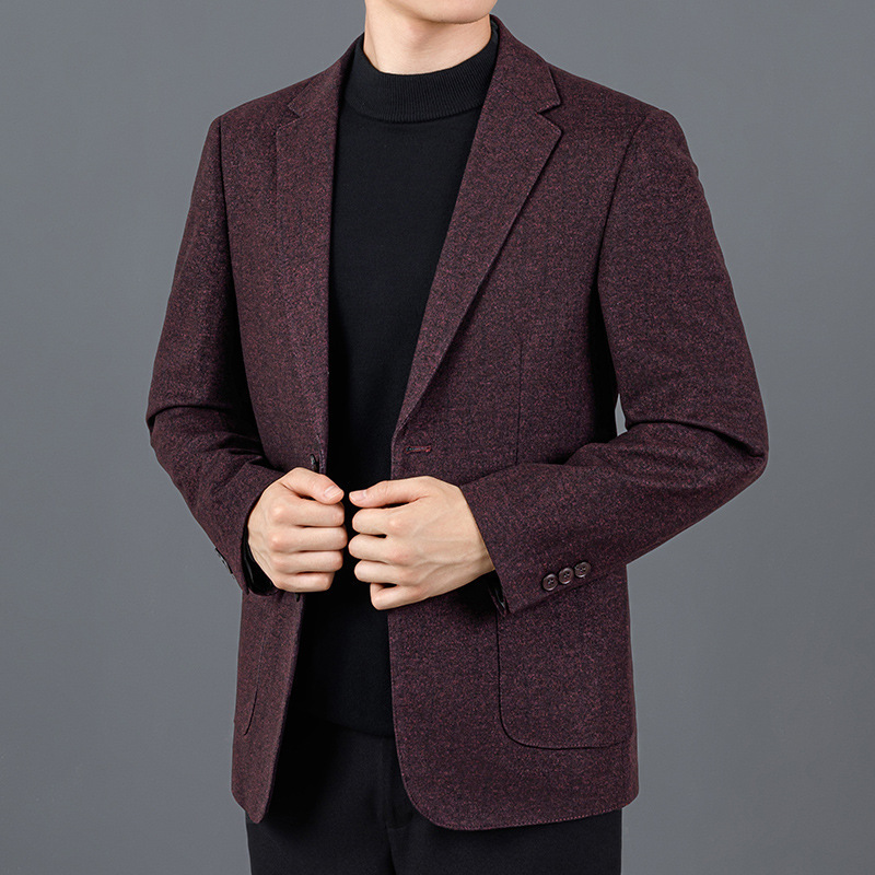 Brand Middle-aged Men's Wool Suit Spring and Autumn New Business Casual Fashion Non-ironing High-end Suit Jacket