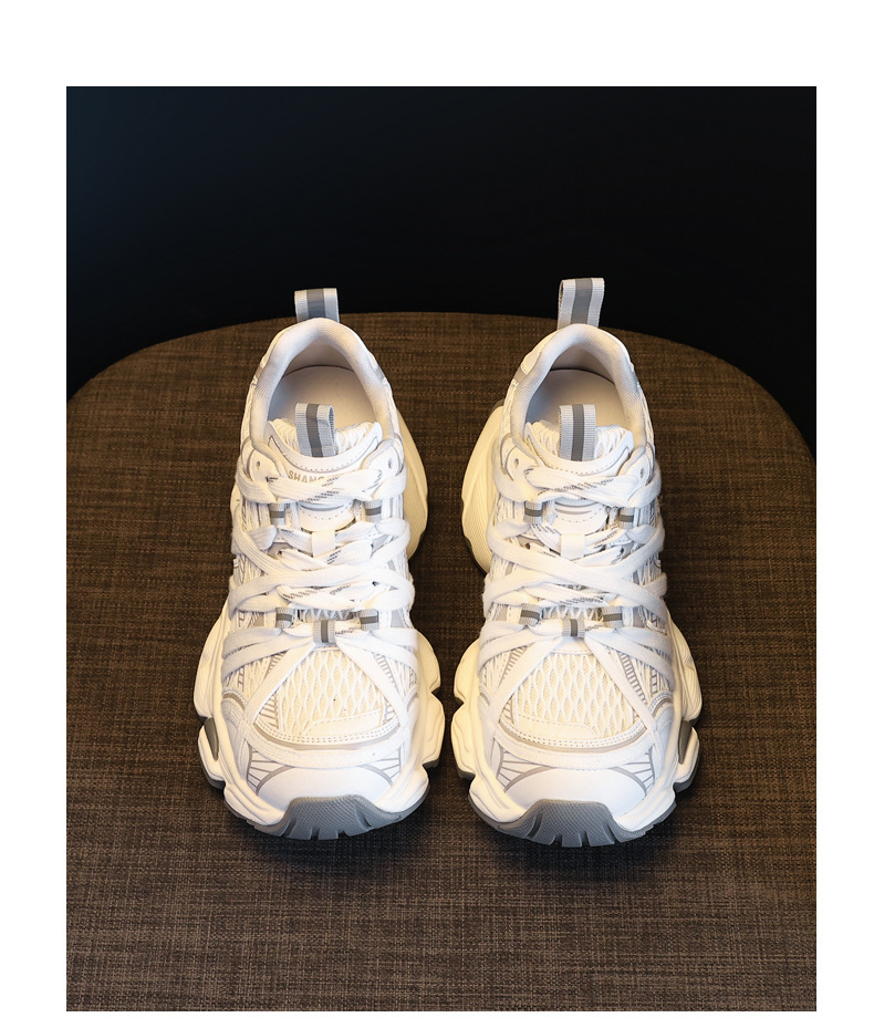 Giày thể thao nữ đế dày lưới thoáng khí phong cách retro chunky sneaker — xanh xám chi tiết 19
