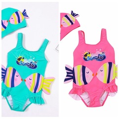 Cute Water Bubble Print Baby Girl's Onesie Swim Suit for Infants and Toddlers, Cartoon Style Swimsuit