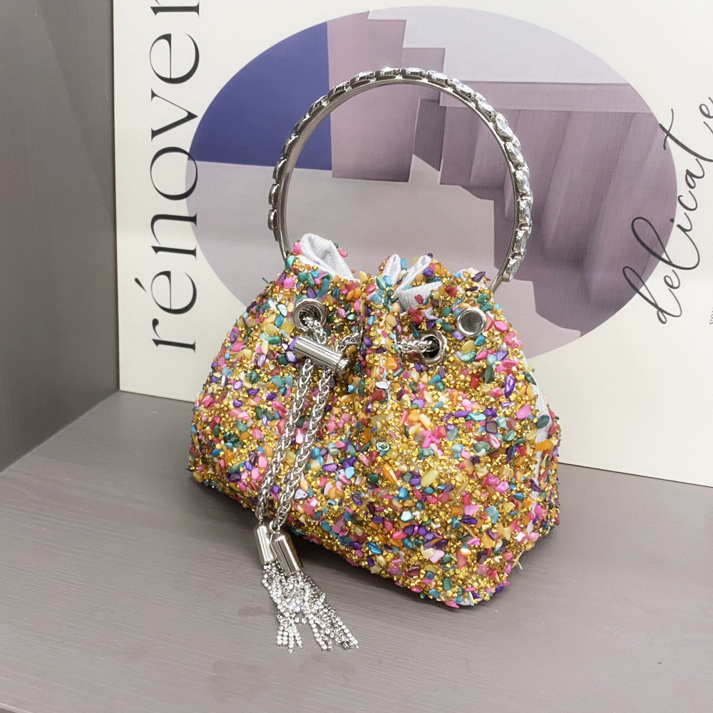 487g Weight String Closure Type Top Handle Strap Type Bucket Bag Bags Type Holiday, Shopping Occasion Polyester Material Solid Color Pattern All Seasons Season Women's Gender Streetwear Style Bucket Shape Medium Size Women's Medium Polyester Solid Color Streetwear Bucket String Bucket Bag 16