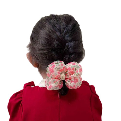 New children's hair accessories Korean style floral three-dimensional bow hair rope girls ponytail hair clip small flower hair clip