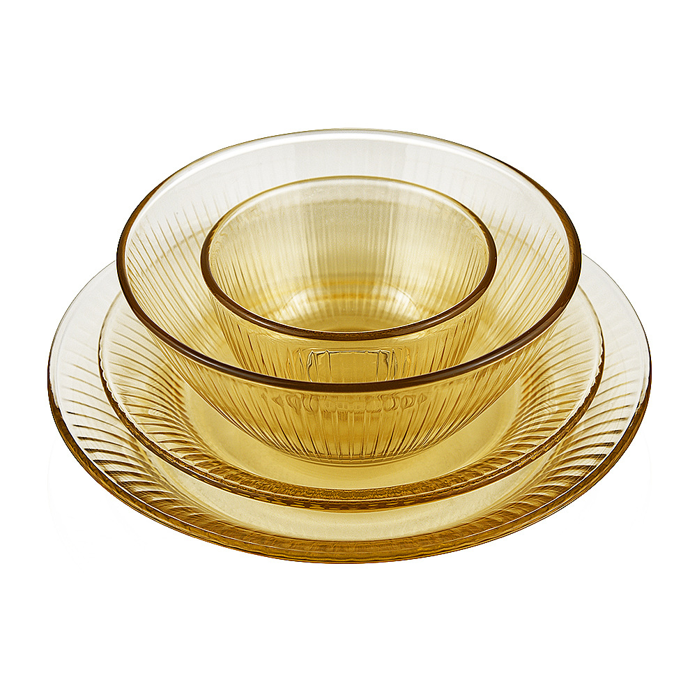 琥珀色低硼耐热玻璃餐具 现代简约家用面碗汤碗 加厚耐热沙拉碗