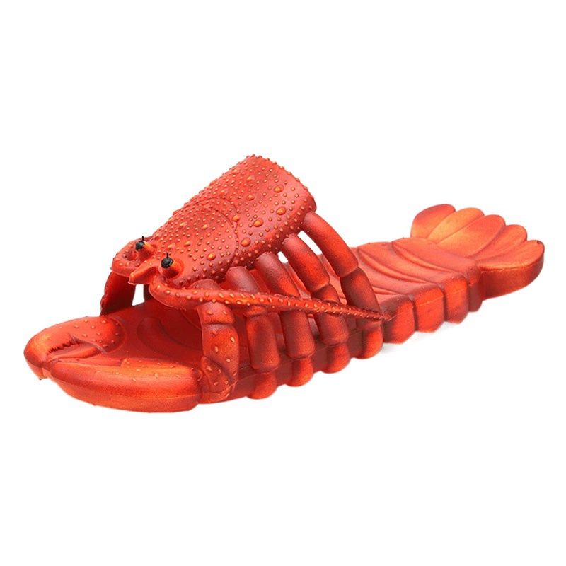 Летние мужские и женские сандалии для пар, тапочки с рисунком лобстера, забавные пляжные тапочки с раками