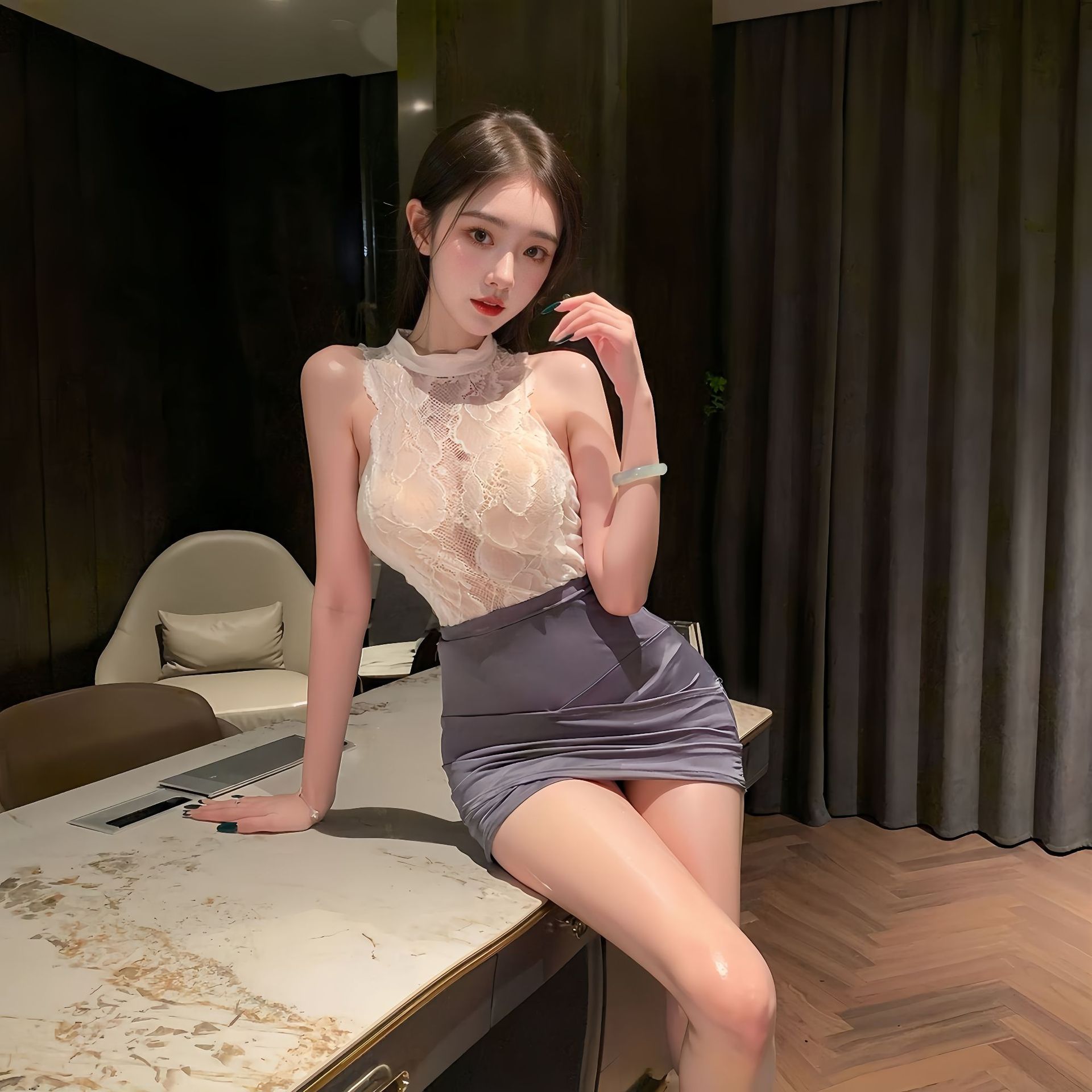 Sexy Lingerie Stewardess Secretary Hip Skirt Passionate Temptation Sexy Cut Out Uniform No Need to Take Off Ol Role Play Suit