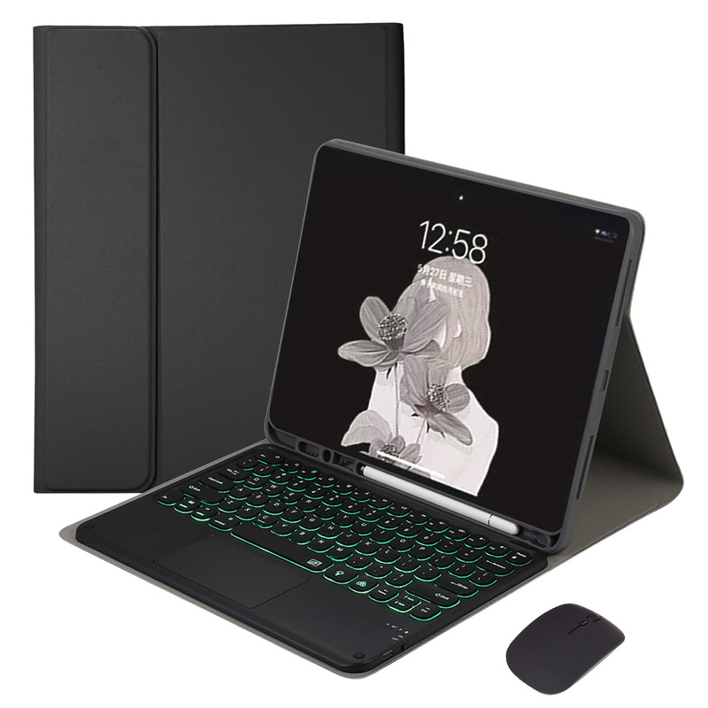 For iPadair13 Wireless Bluetooth Keyboard Case Pro11 Round Key Cap Touch Backlight Keyboard 10.2 Case