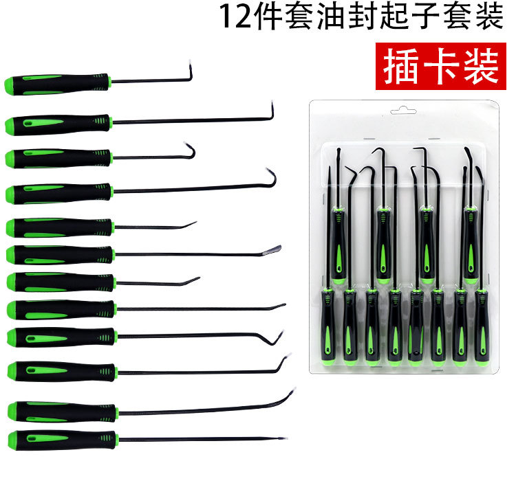 Oil seal removal tool set, hardware tool box, pry tool for auto repair, angled head for repairing and removing seals