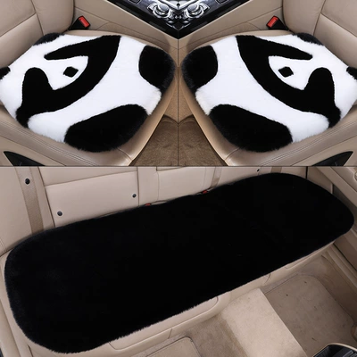 Wool pad, Plush Car Seat Cushion Rabbit - panda-single-pad-khaki-rabbit-hair-high-density-three-piece