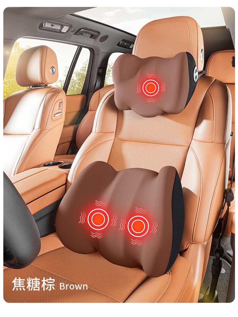 Car lumbar support electric massage heating waist pad seat back cushion driver waist pad car suit headrest pair