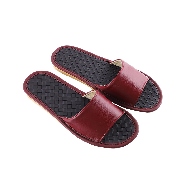 New Haining Leather Slippers Summer Cowhide Couples Solid Color Outer Wear Men's and Women's Beef Slippers for Elders Gifts