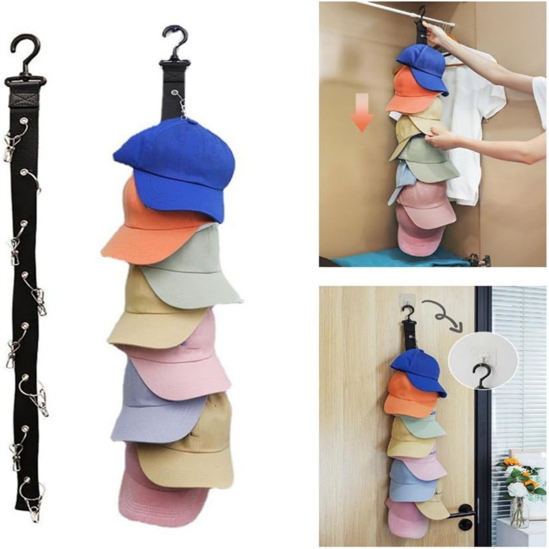 Estante de almacenamiento de sombreros explosivos transfronterizos 8 clips, gancho de clip de sombrero, puerta de armario, gorra de béisbol trasera, colgante de gorra de visera