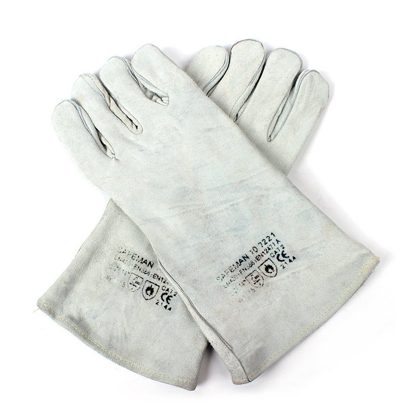 君御 长款电焊手套 牛二层手套 2112二层加厚电焊手套